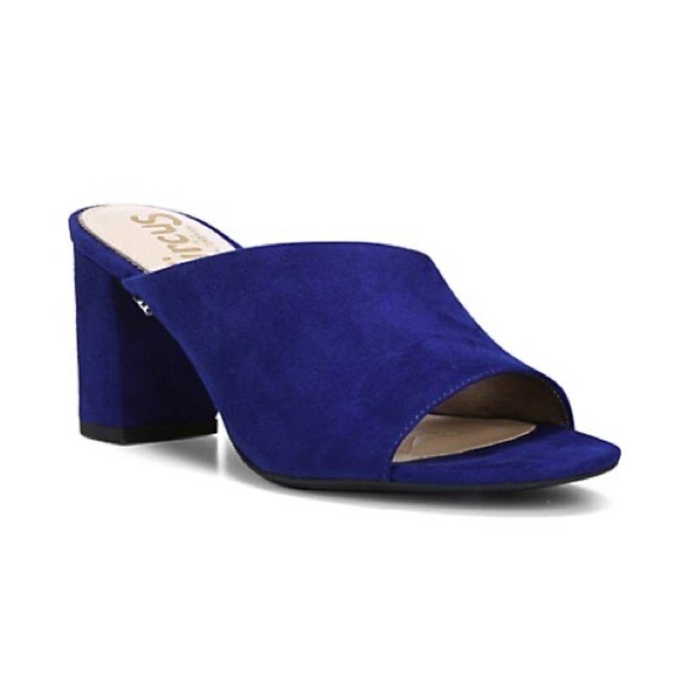 Sam Edelman Women's Royal Blue Suede Block Heel Mules